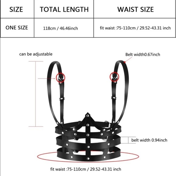 PU Leather Studded Harness w/ Hole Punch Tool - Picture 5 of 6